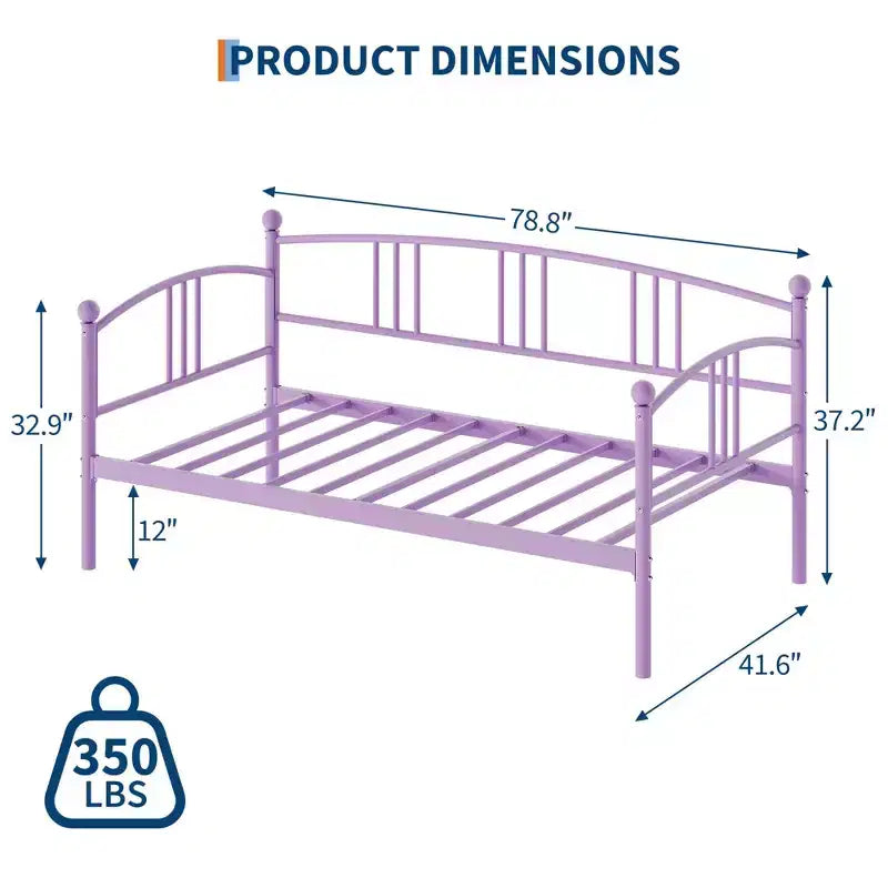 Lit de repos jumeau sans gigogne, lit de jour double en métal, support à lattes en acier robuste, pour salons, chambres à coucher, matelas à ressorts non requis