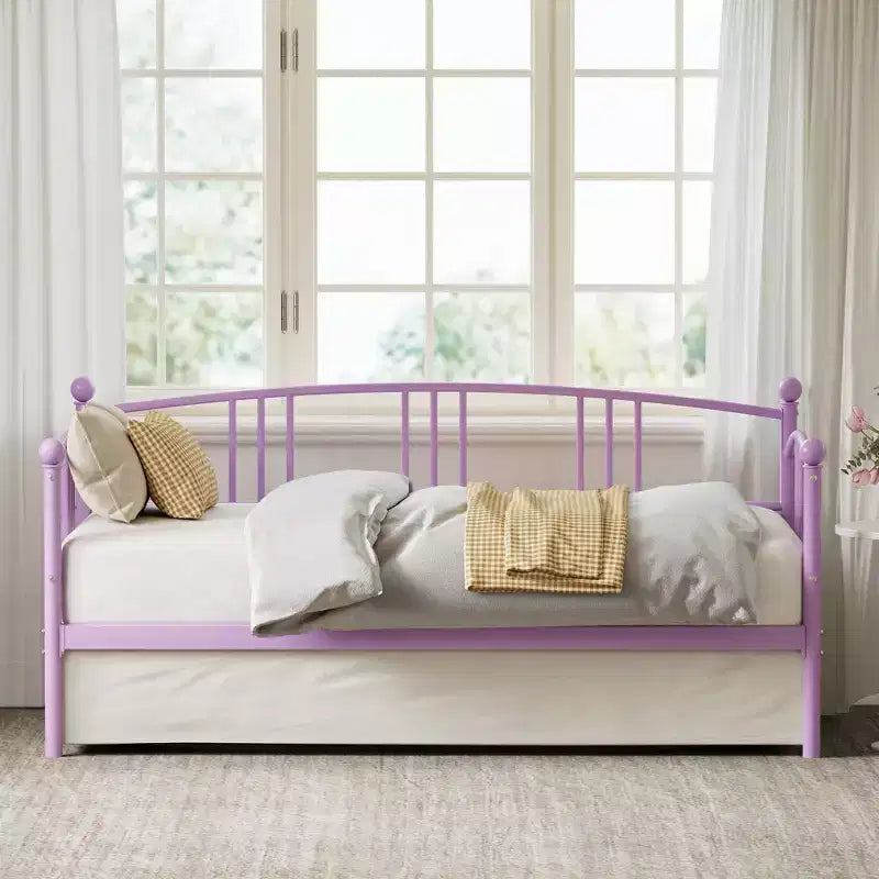 Lit de repos jumeau sans gigogne, lit de jour double en métal, support à lattes en acier robuste, pour salons, chambres à coucher, matelas à ressorts non requis