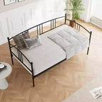 Lit de repos jumeau sans gigogne, lit de jour double en métal, support à lattes en acier robuste, pour salons, chambres à coucher, matelas à ressorts non requis