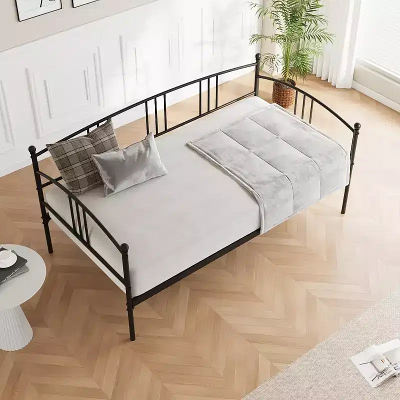 Lit de repos jumeau sans gigogne, lit de jour double en métal, support à lattes en acier robuste, pour salons, chambres à coucher, matelas à ressorts non requis