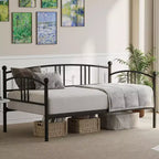 Twin Daybed Without Trundle, Metal Twin Size Day Bed, Heavy-Duty Steel Slatted Support, for Living Rooms, Bedrooms, No Spring Mattress Required