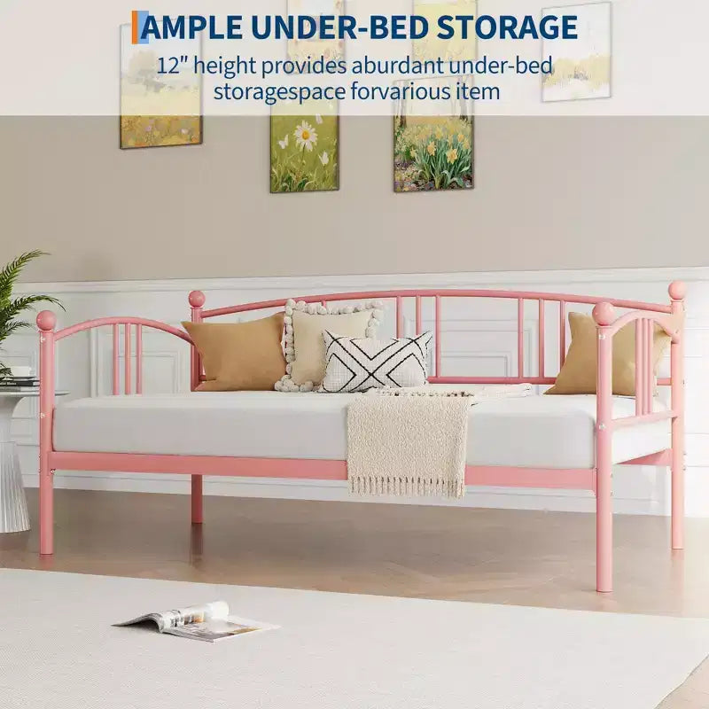Lit de repos jumeau sans gigogne, lit de jour double en métal, support à lattes en acier robuste, pour salons, chambres à coucher, matelas à ressorts non requis