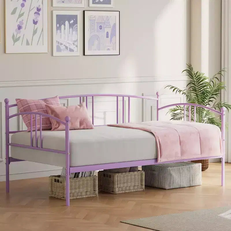 Lit de repos jumeau sans gigogne, lit de jour double en métal, support à lattes en acier robuste, pour salons, chambres à coucher, matelas à ressorts non requis
