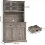 COZONY 71 Meuble de rangement haut avec portes et tiroir, desserte de cuisine avec support pour micro-ondes et dispositif anti-basculement