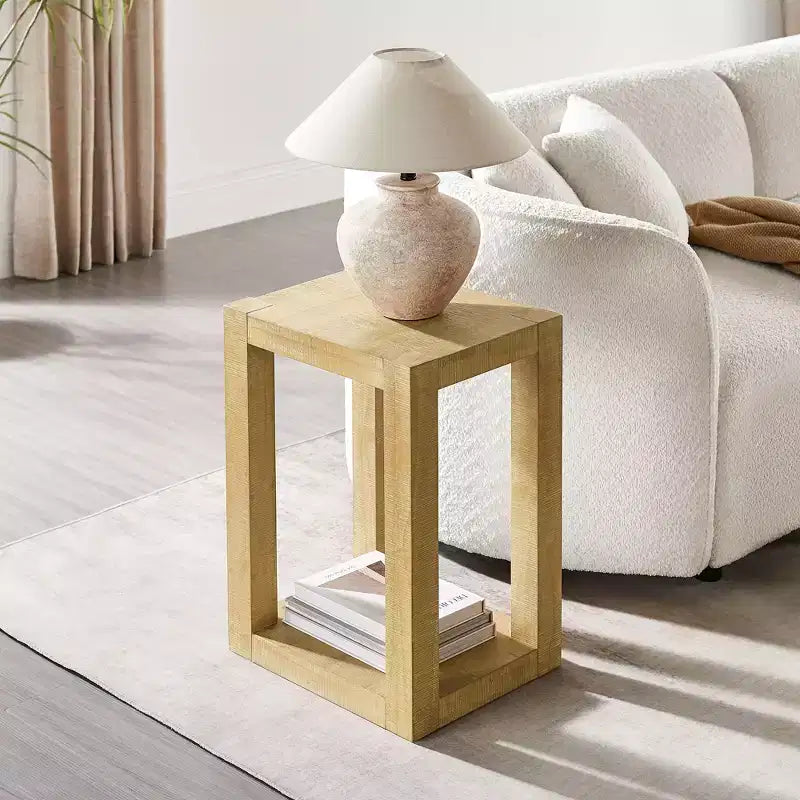 GDFStudio Celeste Table d'appoint géométrique en bois de style ferme à cadre ouvert