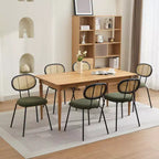 2 chaises de salle à manger en rotin avec pieds en métal et dossier en rotin pour salle à manger, cuisine, salon