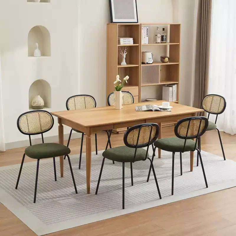 2 chaises de salle à manger en rotin avec pieds en métal et dossier en rotin pour salle à manger, cuisine, salon