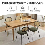 2 chaises de salle à manger en rotin avec pieds en métal et dossier en rotin pour salle à manger, cuisine, salon