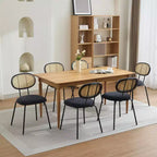 2 chaises de salle à manger en rotin avec pieds en métal et dossier en rotin pour salle à manger, cuisine, salon