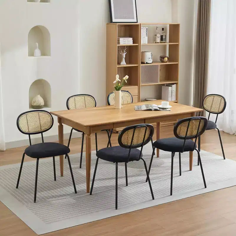2 chaises de salle à manger en rotin avec pieds en métal et dossier en rotin pour salle à manger, cuisine, salon