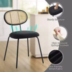 2 chaises de salle à manger en rotin avec pieds en métal et dossier en rotin pour salle à manger, cuisine, salon