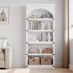 Étagère bibliothèque haute et arquée de 174,5 cm avec rangement, bibliothèque de ferme à 5 niveaux, étagères en bois pour bureau à domicile, salon
