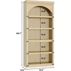 Étagère bibliothèque haute et arquée de 174,5 cm avec rangement, bibliothèque de ferme à 5 niveaux, étagères en bois pour bureau à domicile, salon