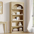 Étagère bibliothèque haute et arquée de 174,5 cm avec rangement, bibliothèque de ferme à 5 niveaux, étagères en bois pour bureau à domicile, salon