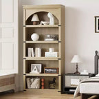 Étagère bibliothèque haute et arquée de 174,5 cm avec rangement, bibliothèque de ferme à 5 niveaux, étagères en bois pour bureau à domicile, salon