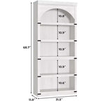 Étagère bibliothèque haute et arquée de 174,5 cm avec rangement, bibliothèque de ferme à 5 niveaux, étagères en bois pour bureau à domicile, salon