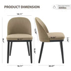 Lot de 2 chaises de salle à manger sans accoudoirs avec dossier incurvé et pieds en bois pour restaurant/café, en tissu moderne rembourré