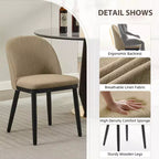 Lot de 2 chaises de salle à manger sans accoudoirs avec dossier incurvé et pieds en bois pour restaurant/café, en tissu moderne rembourré