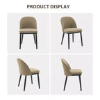 Lot de 2 chaises de salle à manger sans accoudoirs avec dossier incurvé et pieds en bois pour restaurant/café, en tissu moderne rembourré