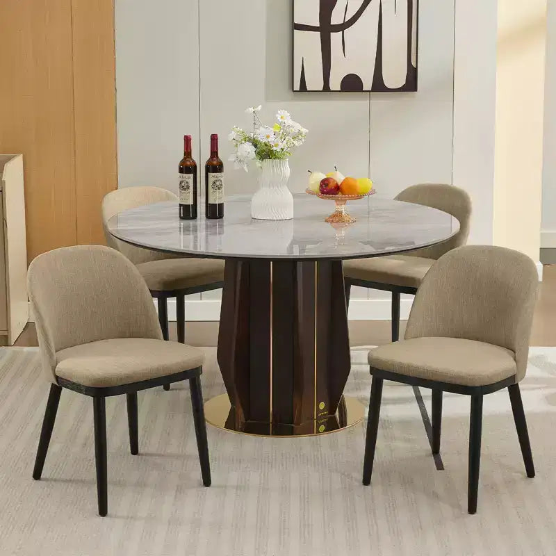Lot de 2 chaises de salle à manger sans accoudoirs avec dossier incurvé et pieds en bois pour restaurant/café, en tissu moderne rembourré