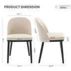 Lot de 2 chaises de salle à manger sans accoudoirs avec dossier incurvé et pieds en bois pour restaurant/café, en tissu moderne rembourré