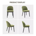 Lot de 2 chaises de salle à manger sans accoudoirs avec dossier incurvé et pieds en bois pour restaurant/café, en tissu moderne rembourré