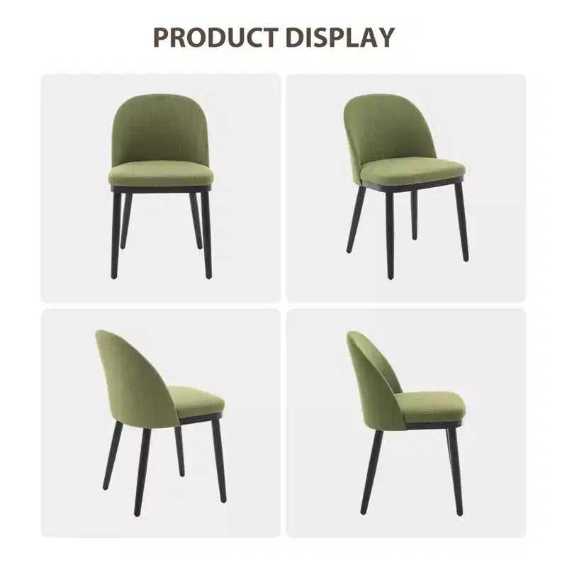 Lot de 2 chaises de salle à manger sans accoudoirs avec dossier incurvé et pieds en bois pour restaurant/café, en tissu moderne rembourré