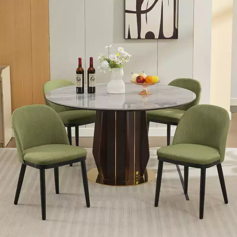 Lot de 2 chaises de salle à manger sans accoudoirs avec dossier incurvé et pieds en bois pour restaurant/café, en tissu moderne rembourré
