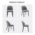 Lot de 2 chaises de salle à manger sans accoudoirs avec dossier incurvé et pieds en bois pour restaurant/café, en tissu moderne rembourré