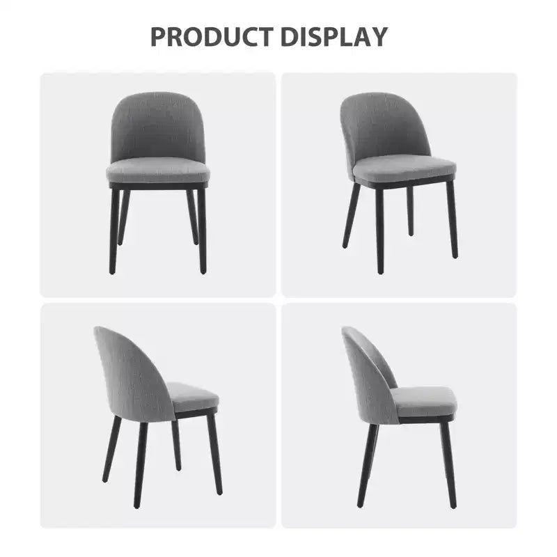 Lot de 2 chaises de salle à manger sans accoudoirs avec dossier incurvé et pieds en bois pour restaurant/café, en tissu moderne rembourré