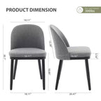 Lot de 2 chaises de salle à manger sans accoudoirs avec dossier incurvé et pieds en bois pour restaurant/café, en tissu moderne rembourré