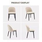 Lot de 2 chaises de salle à manger sans accoudoirs avec dossier incurvé et pieds en bois pour restaurant/café, en tissu moderne rembourré