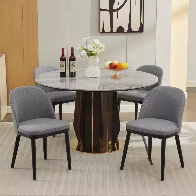 Lot de 2 chaises de salle à manger sans accoudoirs avec dossier incurvé et pieds en bois pour restaurant/café, en tissu moderne rembourré