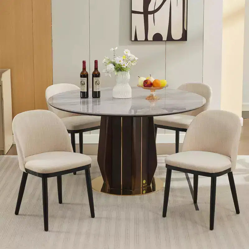 Lot de 2 chaises de salle à manger sans accoudoirs avec dossier incurvé et pieds en bois pour restaurant/café, en tissu moderne rembourré