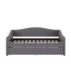 Bellemave Lit de repos double capitonné avec lit gigogne, cadre de lit de repos double en polaire Teddy, pour chambre à coucher, salon, gris