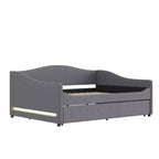 Bellemave Lit de repos double capitonné avec lit gigogne, cadre de lit de repos double en polaire Teddy, pour chambre à coucher, salon, gris