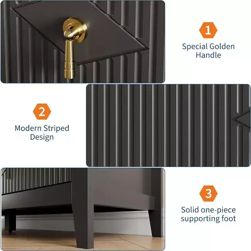 Coiffeuse de chambre à coucher avec 6 tiroirs, commode moderne de 137 cm de large avec poignées en métal, meuble de rangement en bois pour chambre, salon, couloir