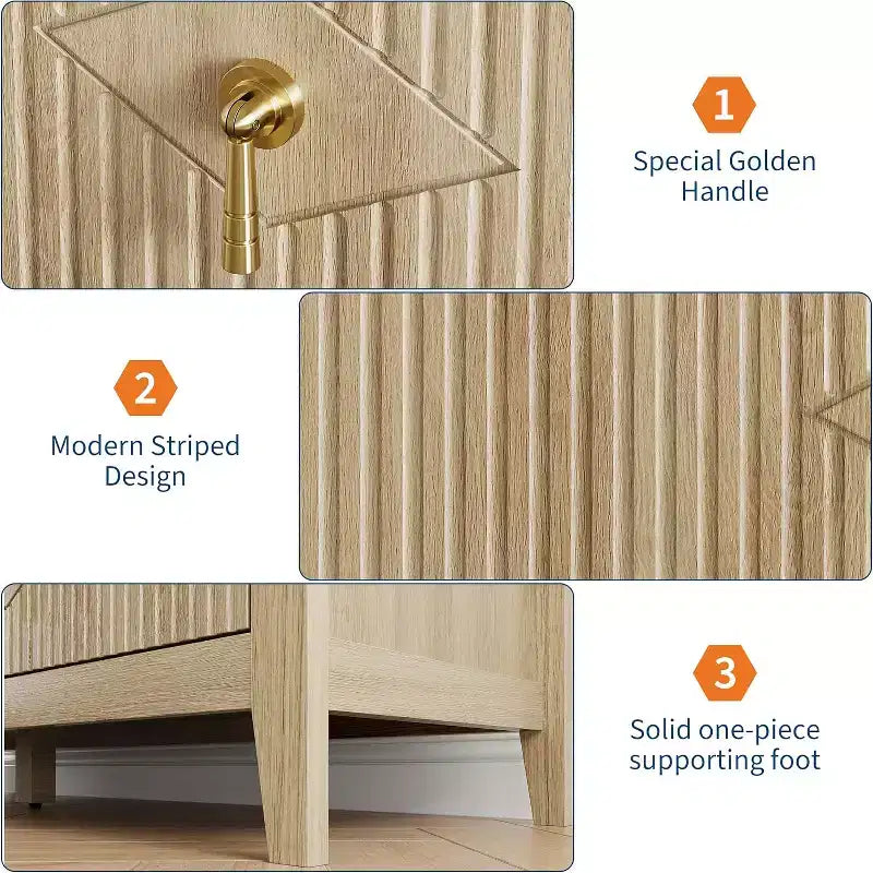 Coiffeuse de chambre à coucher avec 6 tiroirs, commode moderne de 137 cm de large avec poignées en métal, meuble de rangement en bois pour chambre, salon, couloir