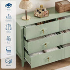 Coiffeuse de chambre à coucher avec 6 tiroirs, commode moderne de 137 cm de large avec poignées en métal, meuble de rangement en bois pour chambre, salon, couloir