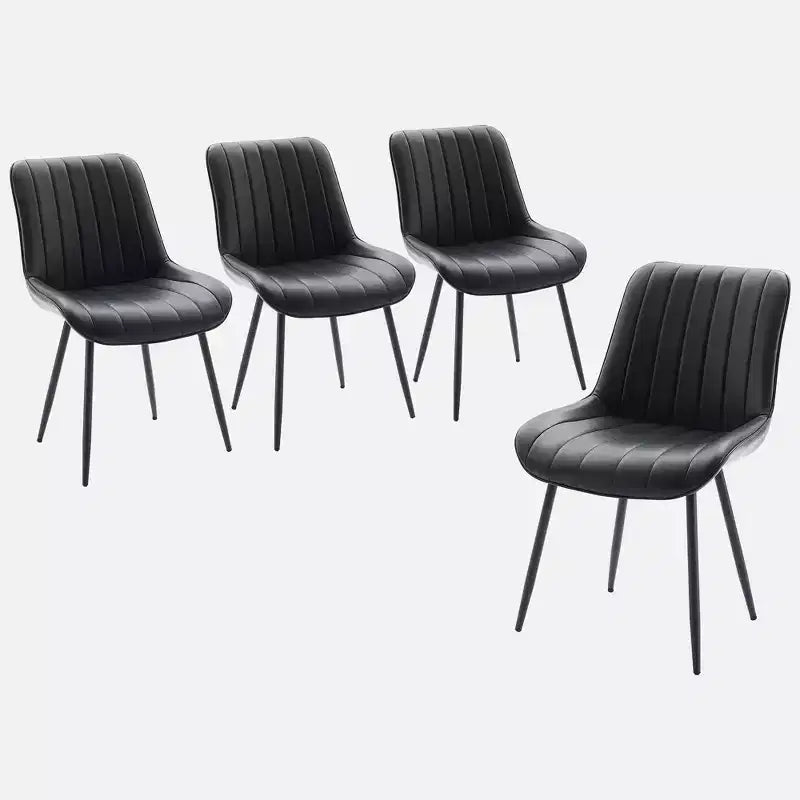 Lot de 2 chaises de salle à manger, assise rembourrée en similicuir moderne avec pieds en métal robustes, chaises d'appoint pour cuisine et salle à manger au design linéaire, marron