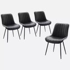 Lot de 2 chaises de salle à manger, assise rembourrée en similicuir moderne avec pieds en métal robustes, chaises d'appoint pour cuisine et salle à manger au design linéaire, marron