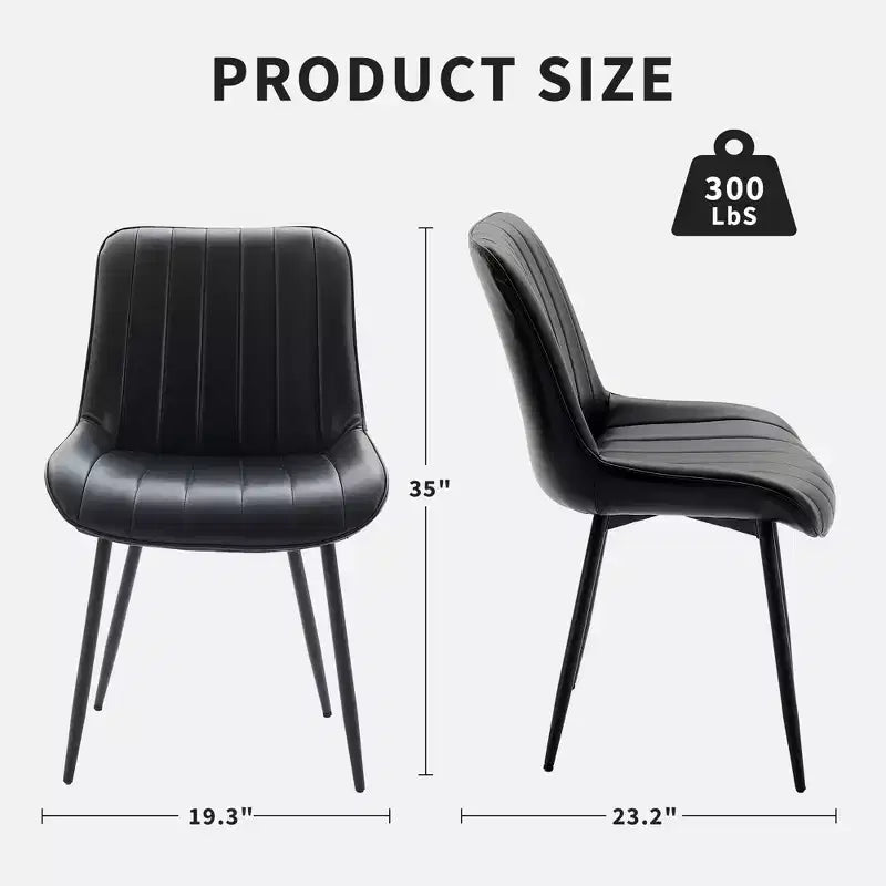 Lot de 2 chaises de salle à manger, assise rembourrée en similicuir moderne avec pieds en métal robustes, chaises d'appoint pour cuisine et salle à manger au design linéaire, marron