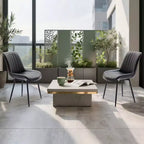 Lot de 2 chaises de salle à manger, assise rembourrée en similicuir moderne avec pieds en métal robustes, chaises d'appoint pour cuisine et salle à manger au design linéaire, marron