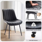 Lot de 2 chaises de salle à manger, assise rembourrée en similicuir moderne avec pieds en métal robustes, chaises d'appoint pour cuisine et salle à manger au design linéaire, marron