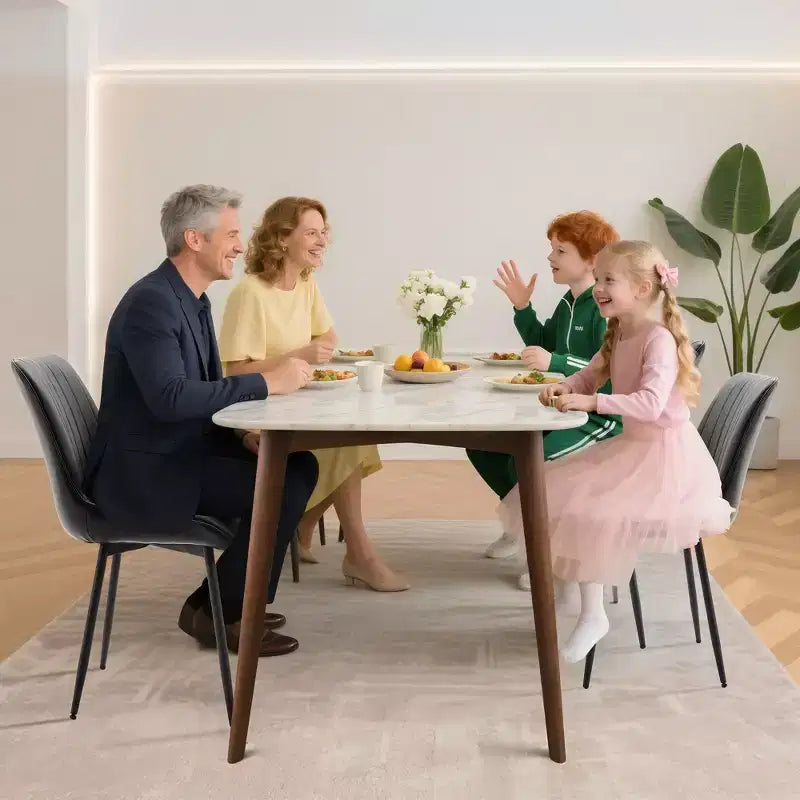 Lot de 2 chaises de salle à manger, assise rembourrée en similicuir moderne avec pieds en métal robustes, chaises d'appoint pour cuisine et salle à manger au design linéaire, marron