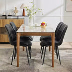 Lot de 2 chaises de salle à manger, assise rembourrée en similicuir moderne avec pieds en métal robustes, chaises d'appoint pour cuisine et salle à manger au design linéaire, marron