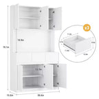 Coolmee Meuble de cuisine garde-manger 180 cm, Armoire de rangement avec lumières LED et prises de courant, Buffet avec support micro-ondes, Étagères réglables