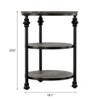 CuisinSmart Table d'appoint ronde à 3 niveaux avec étagères de rangement, Table d'appoint ronde rustique de style ferme avec pieds de support métalliques pour salon et chambre