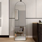 Miroir pleine longueur Okak 65*23/59.8*16.5in à cadre en alliage d'aluminium, miroir arqué avec support, miroir mural multifonction pour la maison, l'hôtel, la salle d'essayage