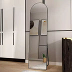 Miroir pleine longueur Okak 65*23/59.8*16.5in à cadre en alliage d'aluminium, miroir arqué avec support, miroir mural multifonction pour la maison, l'hôtel, la salle d'essayage
